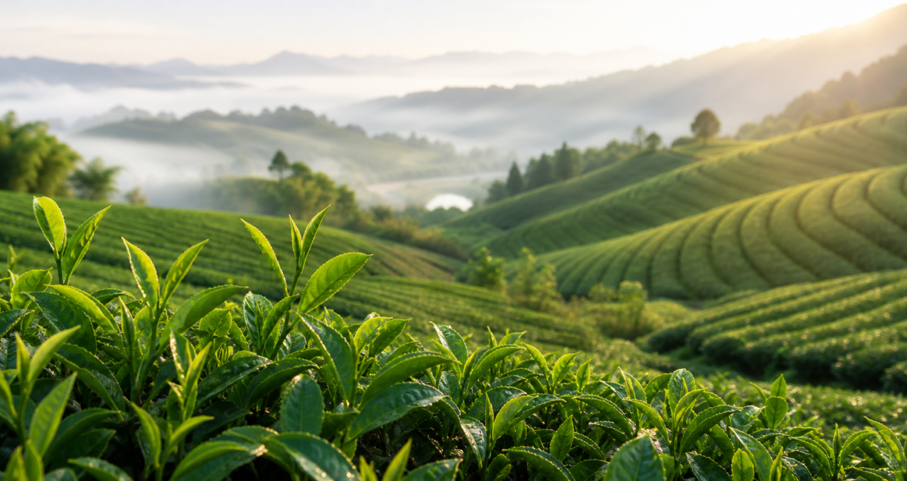 Lush tea garden for matcha sourcing