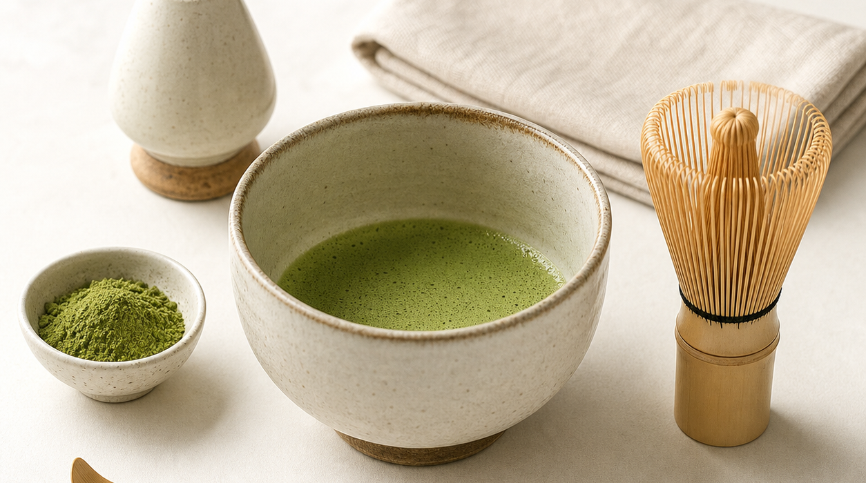 Traditional matcha tea ceremony tools