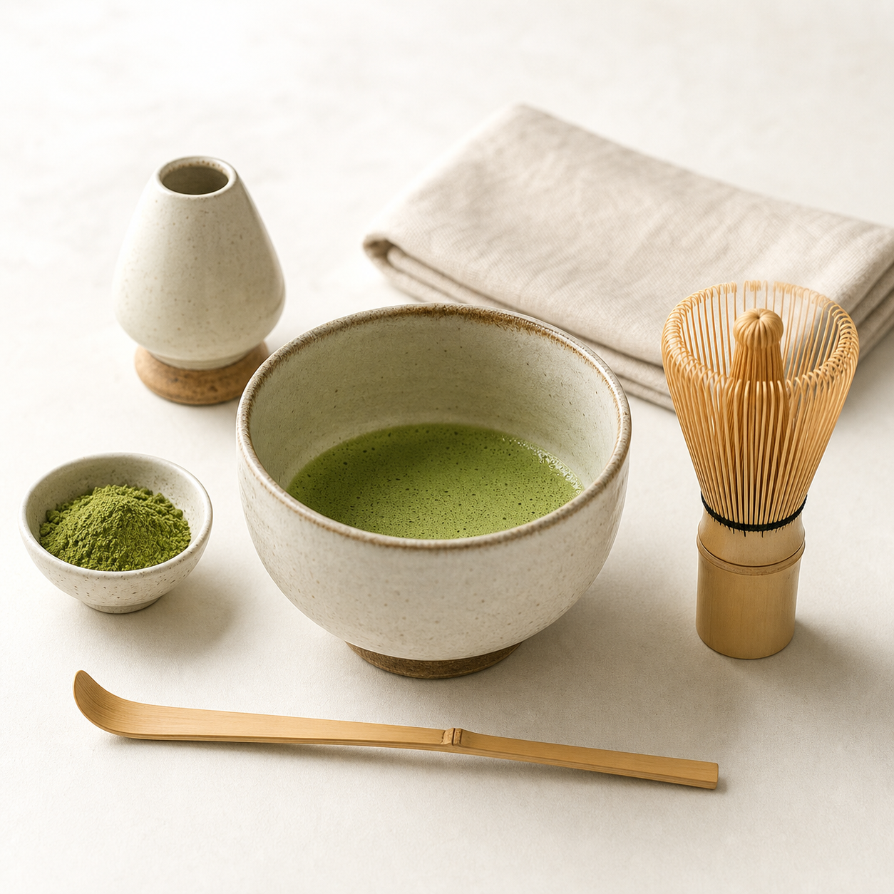 Traditional matcha tea ceremony tools