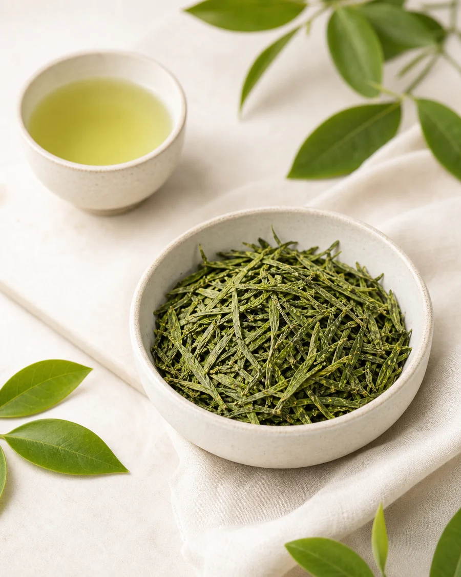 Green tea leaves